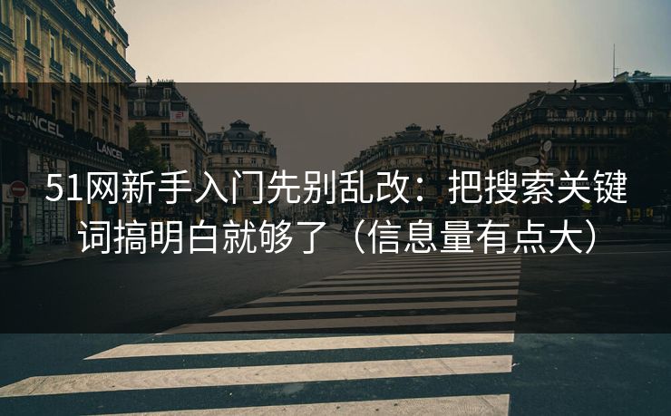 51网新手入门先别乱改:把搜索关键词搞明白就够了(信息量有点大)