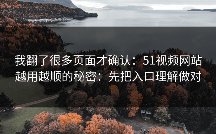 我翻了很多页面才确认：51视频网站越用越顺的秘密：先把入口理解做对