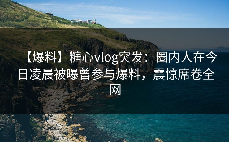 【爆料】糖心vlog突发：圈内人在今日凌晨被曝曾参与爆料，震惊席卷全网