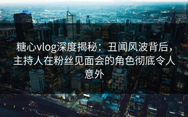 糖心vlog深度揭秘：丑闻风波背后，主持人在粉丝见面会的角色彻底令人意外